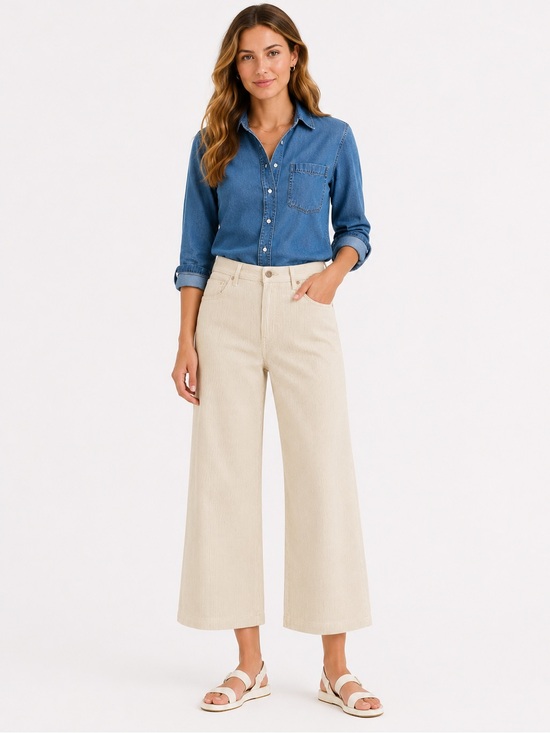 J. Crew Denim - NWT J.Crew Slim Wide Leg Khaki Striped Crop Jeans